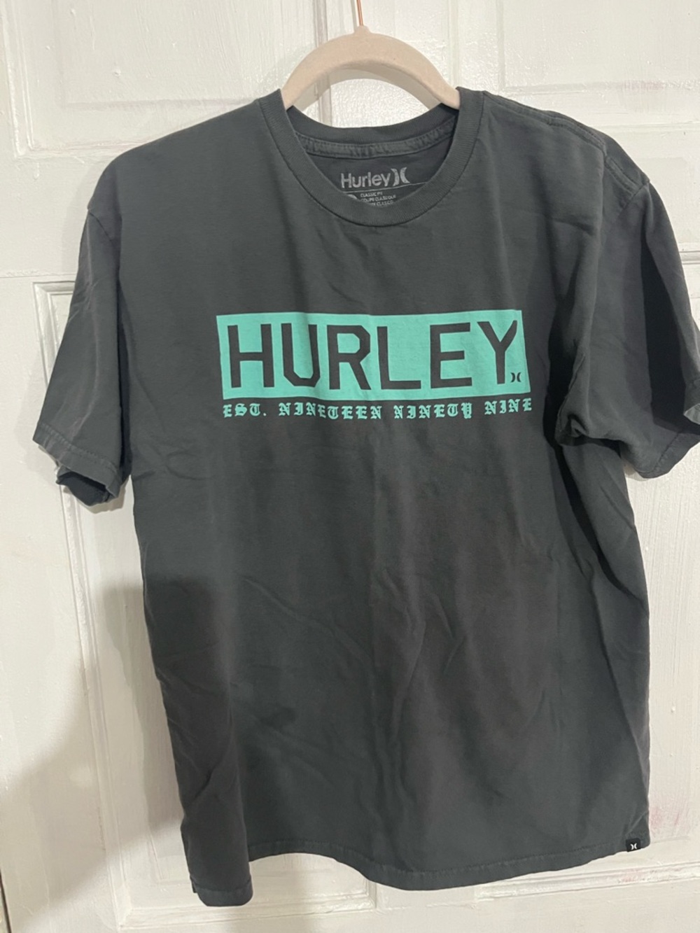 Hurley Black Short-Sleeve Tee with Teal Logo